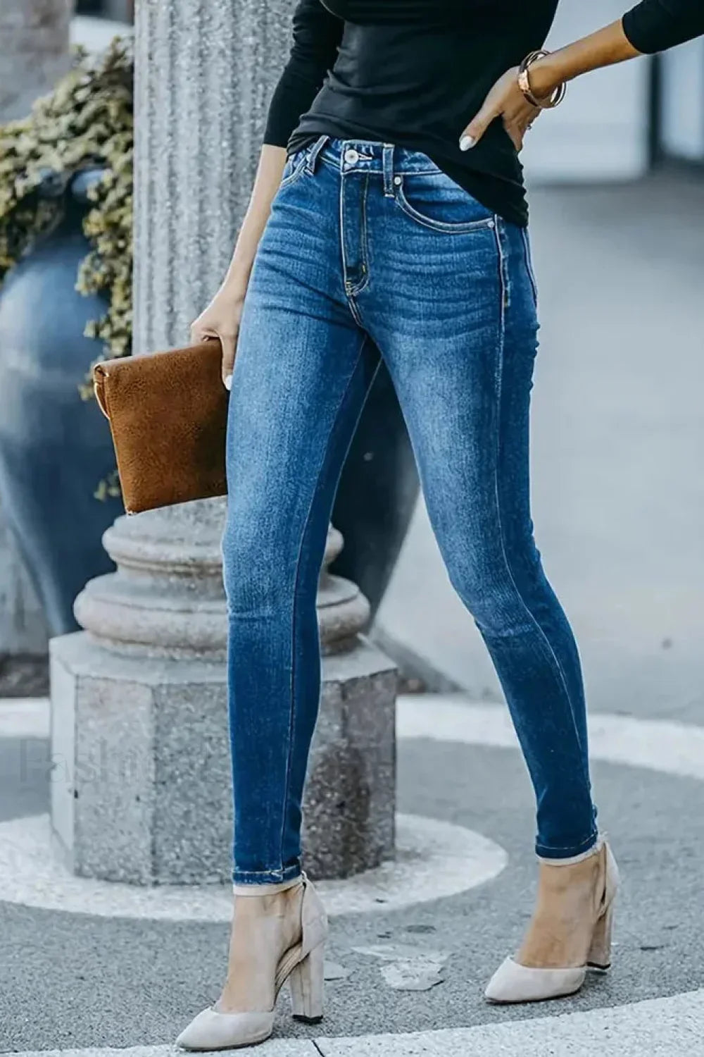 High Waist Skinny Pencil Jeans