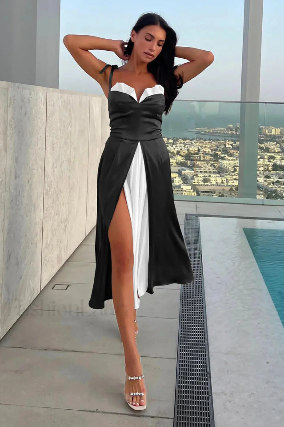 High Waist Stylish Satin Wrap Dress