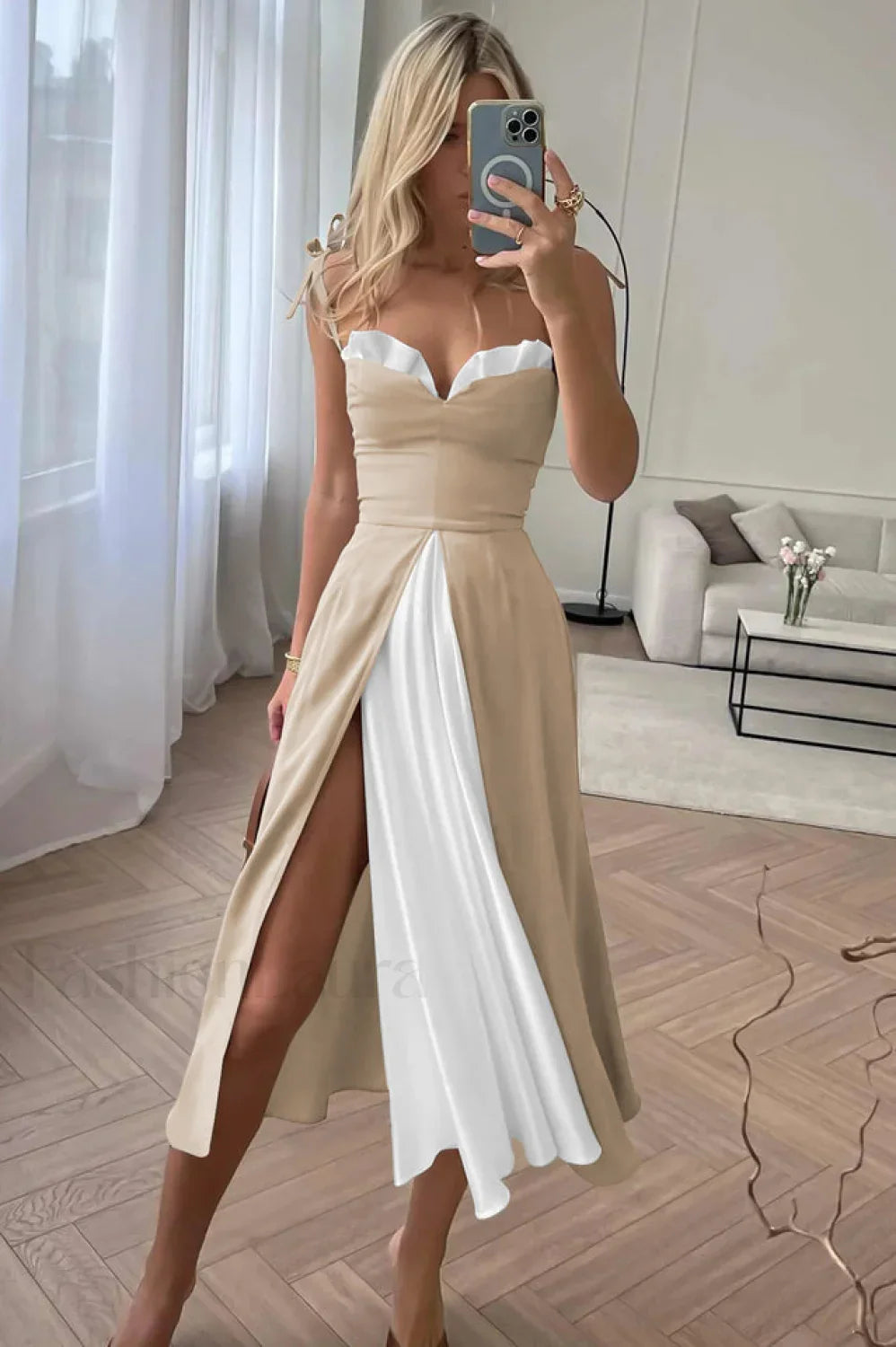 High Waist Stylish Satin Wrap Dress