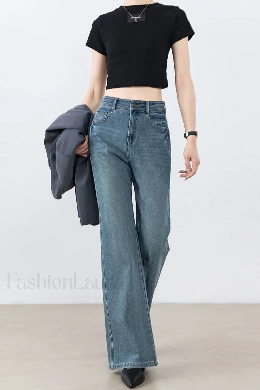 High Waist Tencel Stretch Flared Jeans