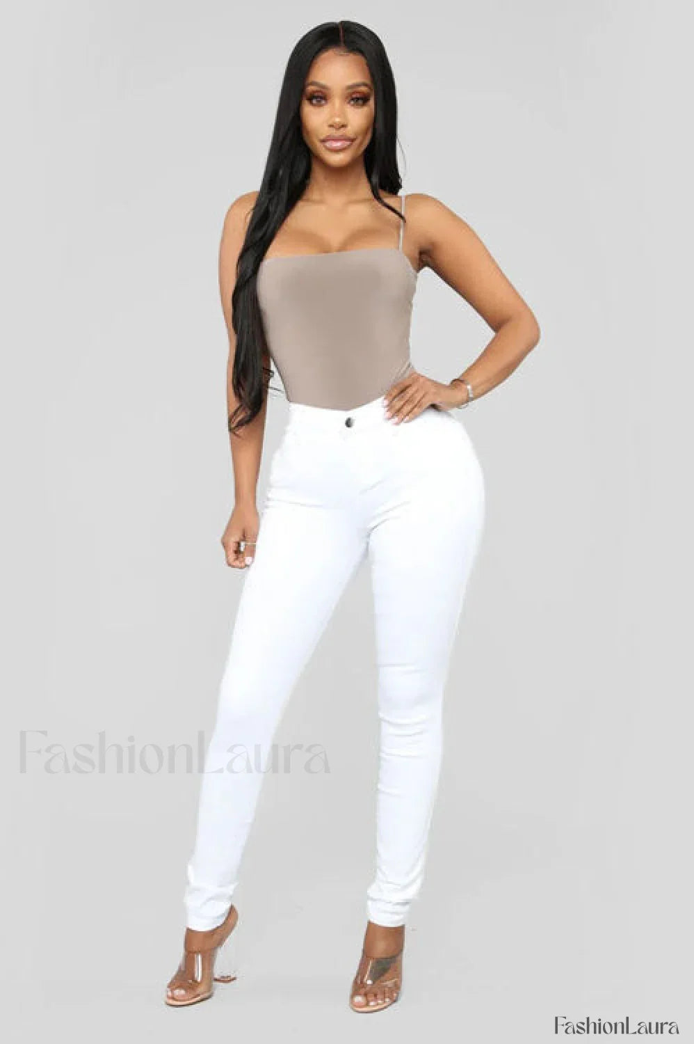 High Waist White Skinny Jeans