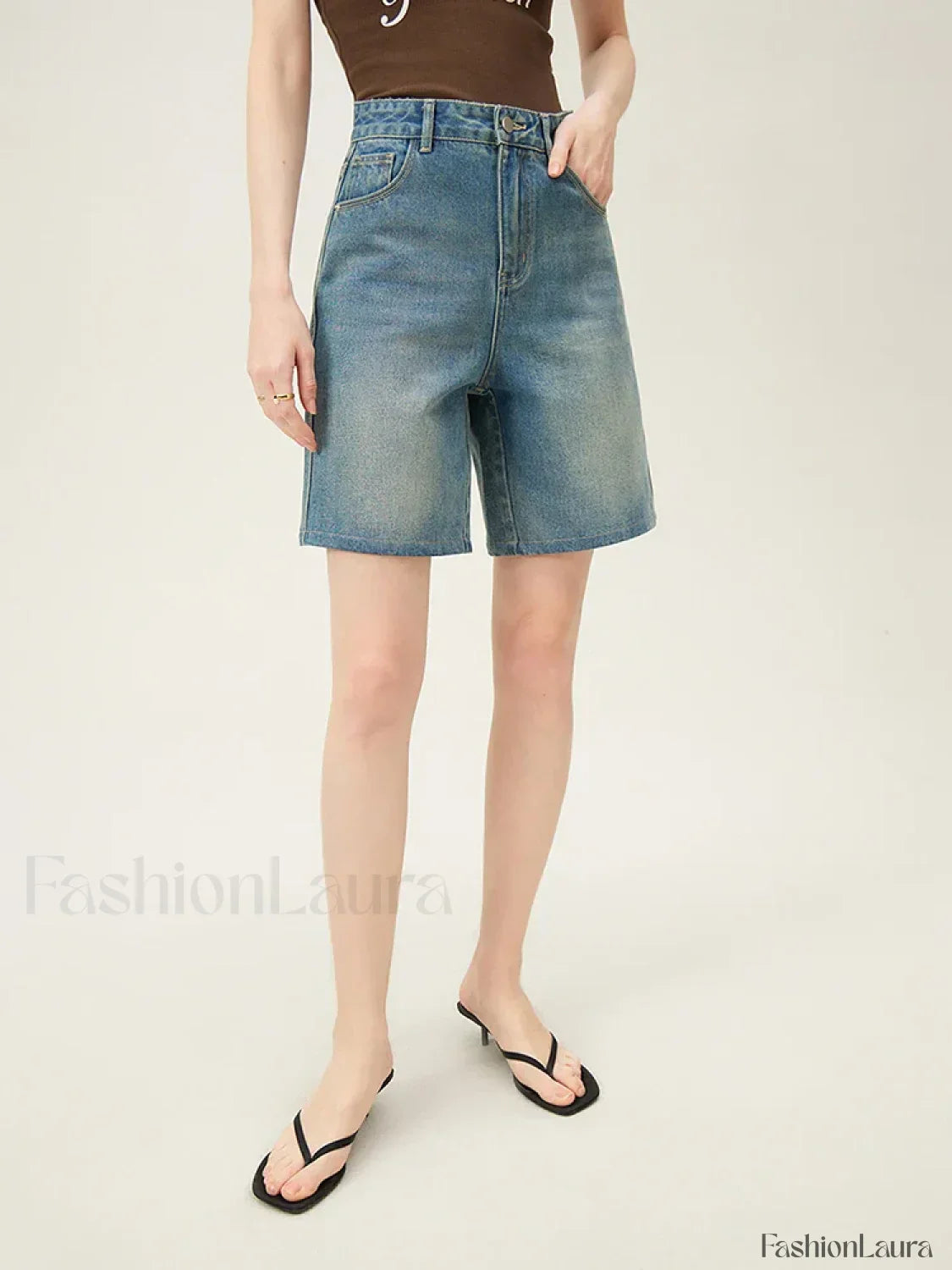 High Waisted Denim Vintage Washed Short