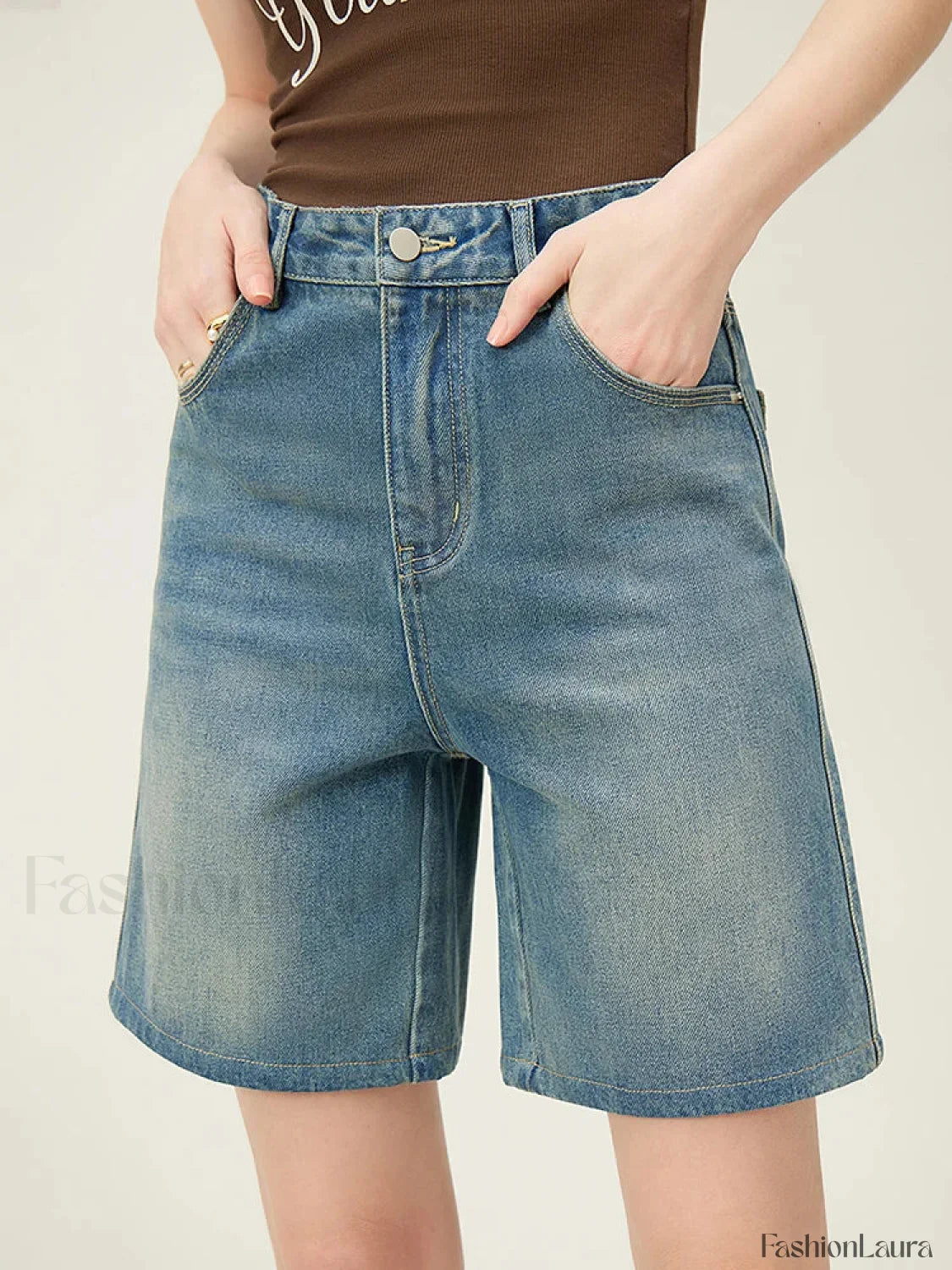 High Waisted Denim Vintage Washed Short