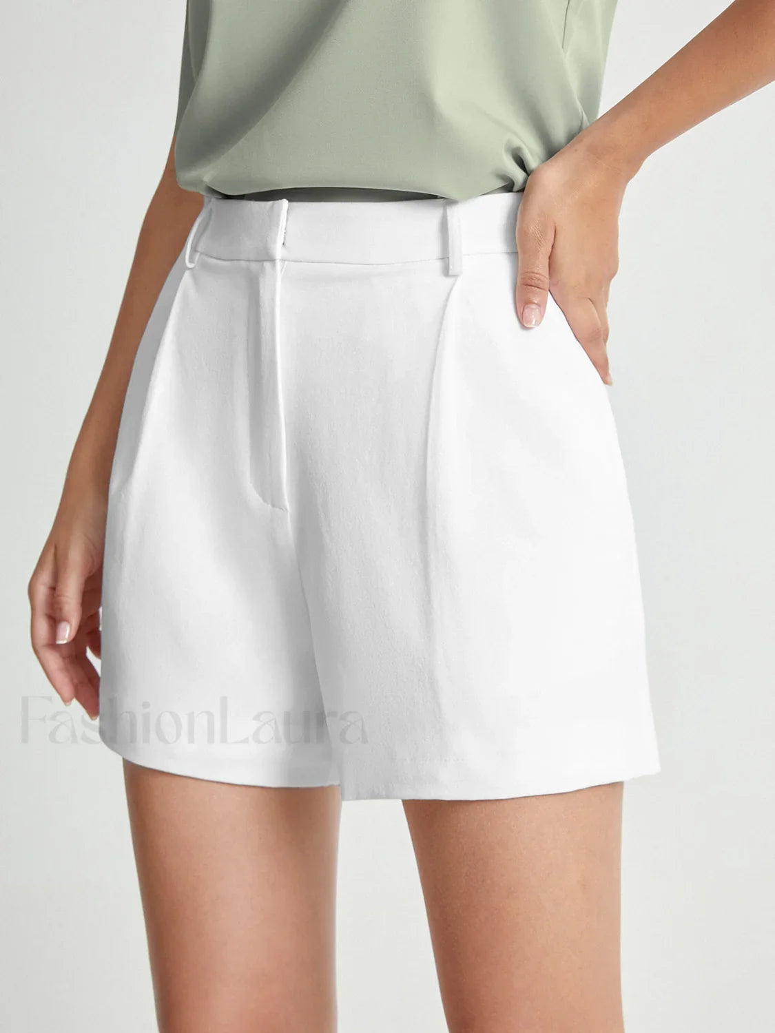 High Waisted Graceful Trouser Shorts White / XS Shorts