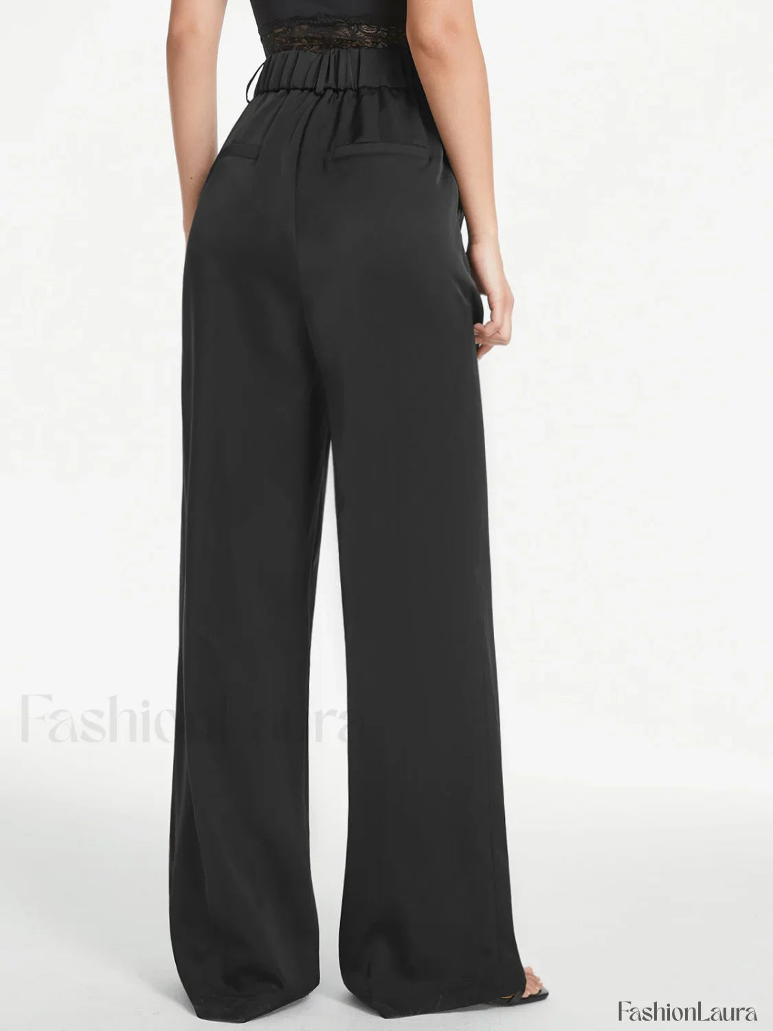 High Waisted Pleat Trendy Front Wide Leg Trousers