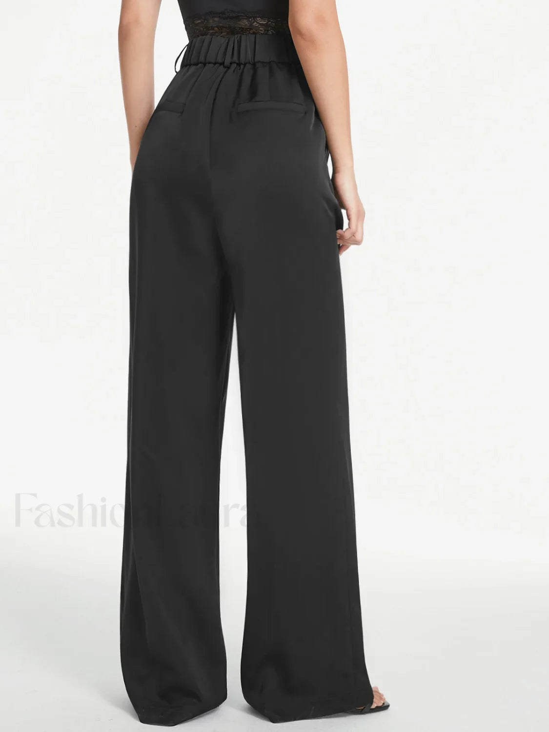High Waisted Pleat Trendy Front Wide Leg Trousers