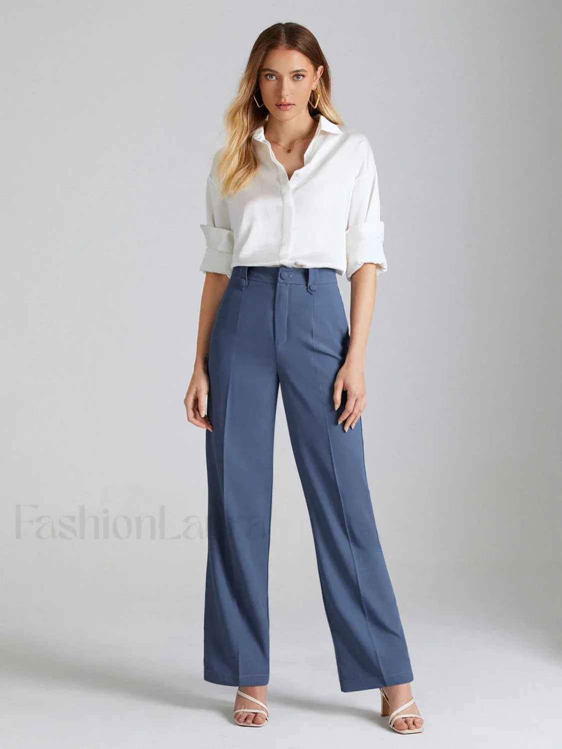 High Waisted Seam Trendy Detail Straight Leg Trousers