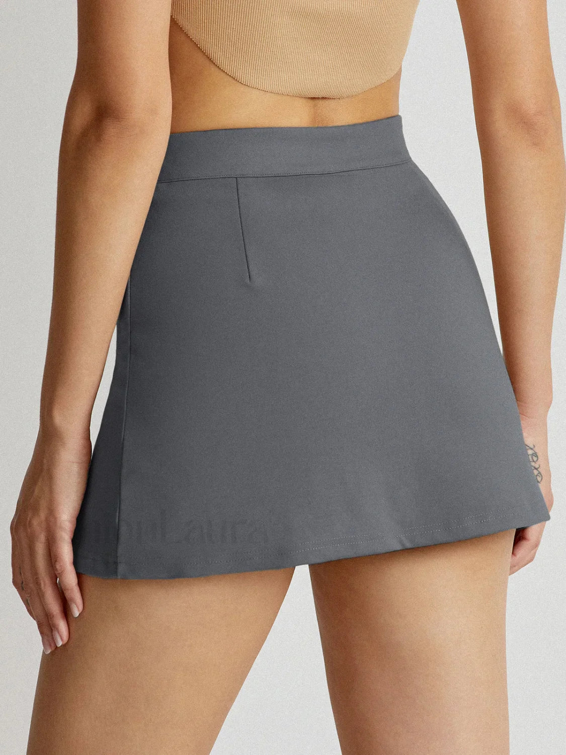 High Waisted V-Line Mini Modern Skirt With Shorts Lining