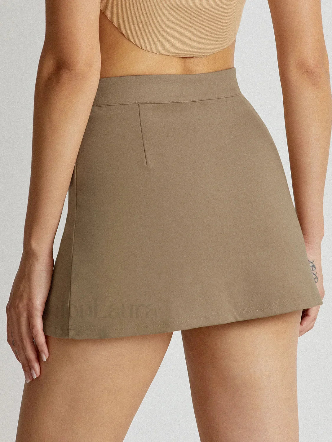 High Waisted V-Line Mini Modern Skirt With Shorts Lining