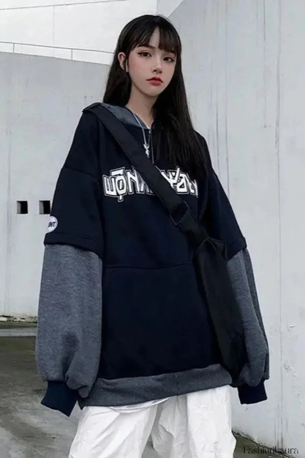 Hip Hop Punk Splicing Hooded Hoodie