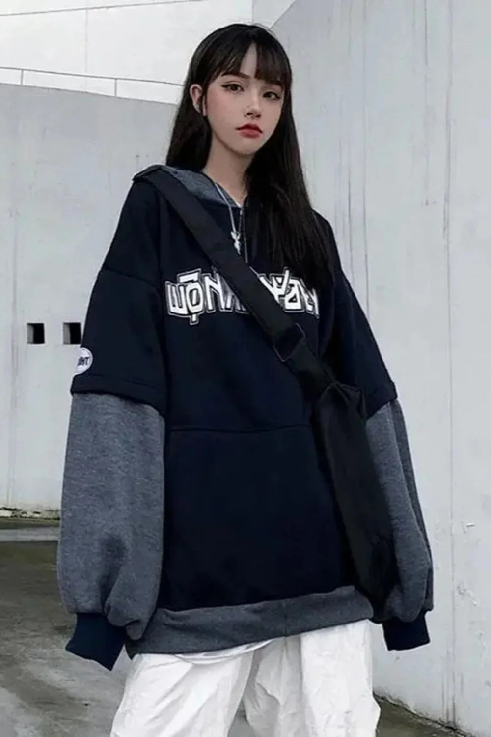 Hip Hop Punk Splicing Hooded Hoodie