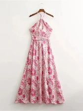 Floral V-Neck Spaghetti Strap Twist Front Mini Dress Summer 4