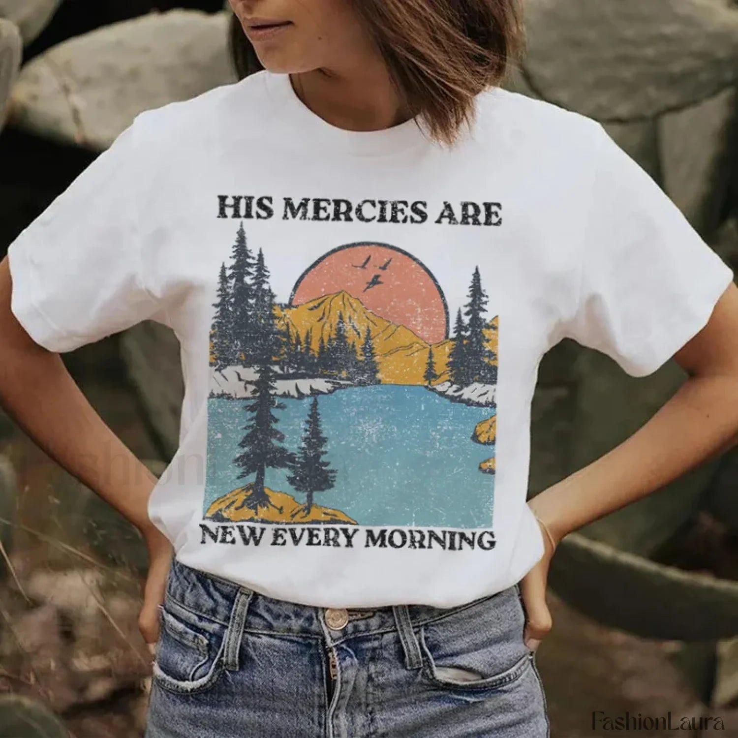 His Mercies Christian Bible Verse Vintage T-Shirt