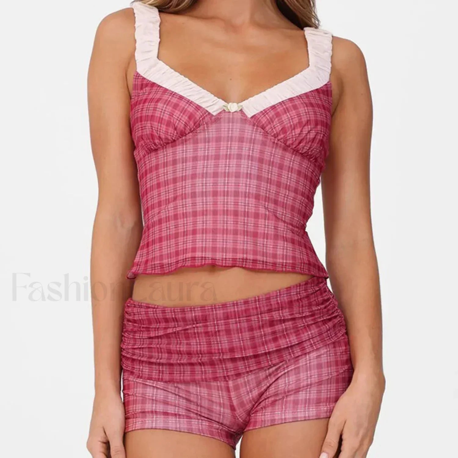 Hit Color Slim Shorts Two Piece Set