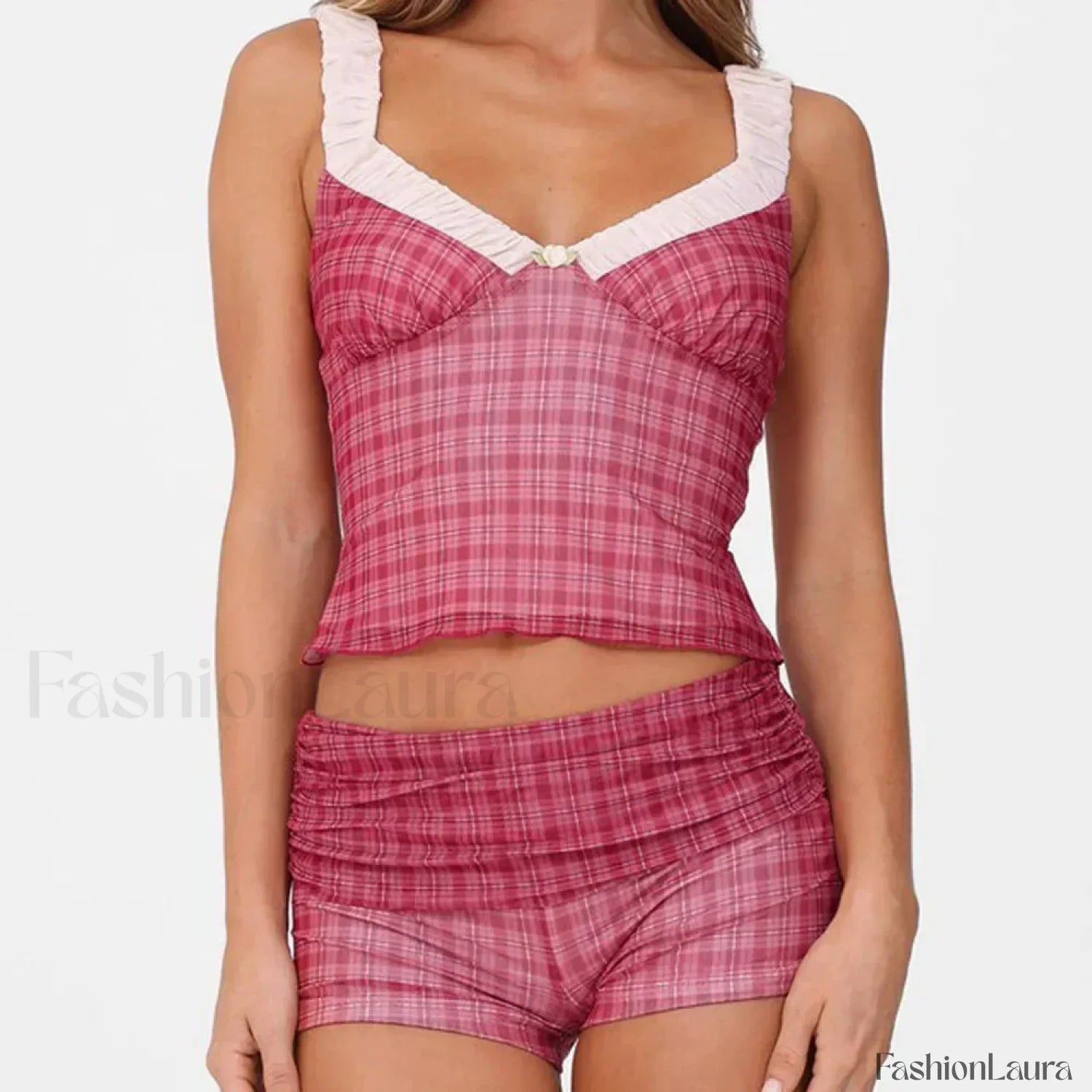 Hit Color Slim Shorts Two Piece Set