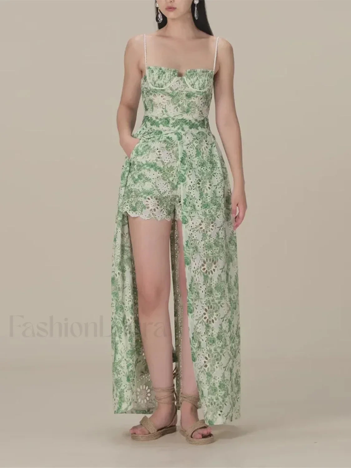 Hit Color Strapless Shorts Two Piece Set Green / S