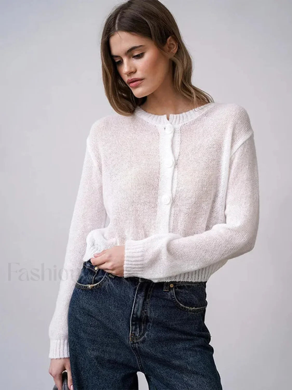 Hollow Knit See-Through Cardigan