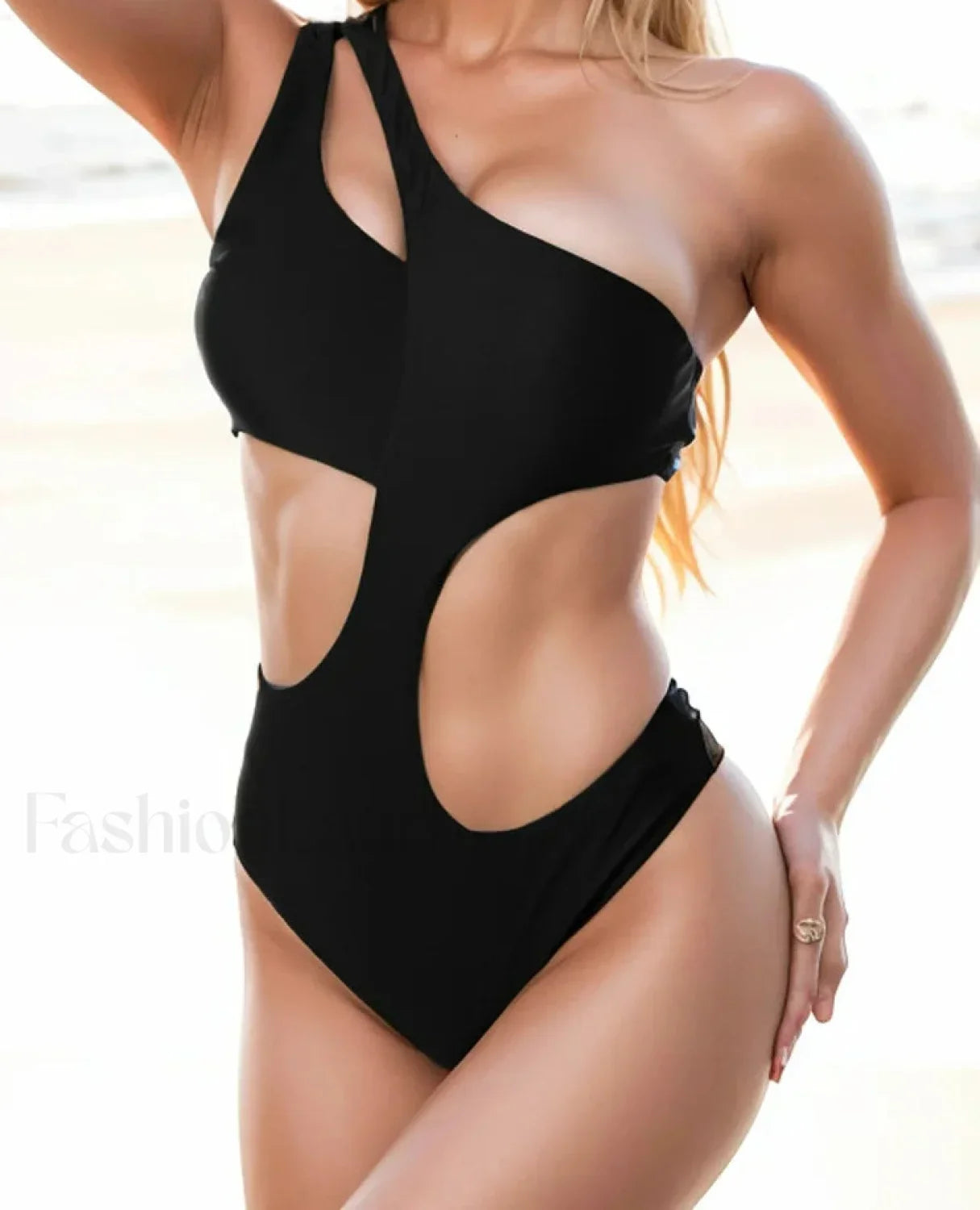 Hollow One Shoulder Solid Push Up One Piece