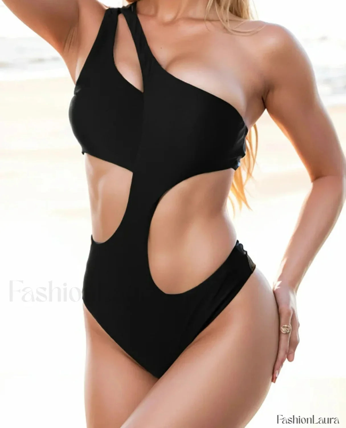 Hollow One Shoulder Solid Push Up One Piece