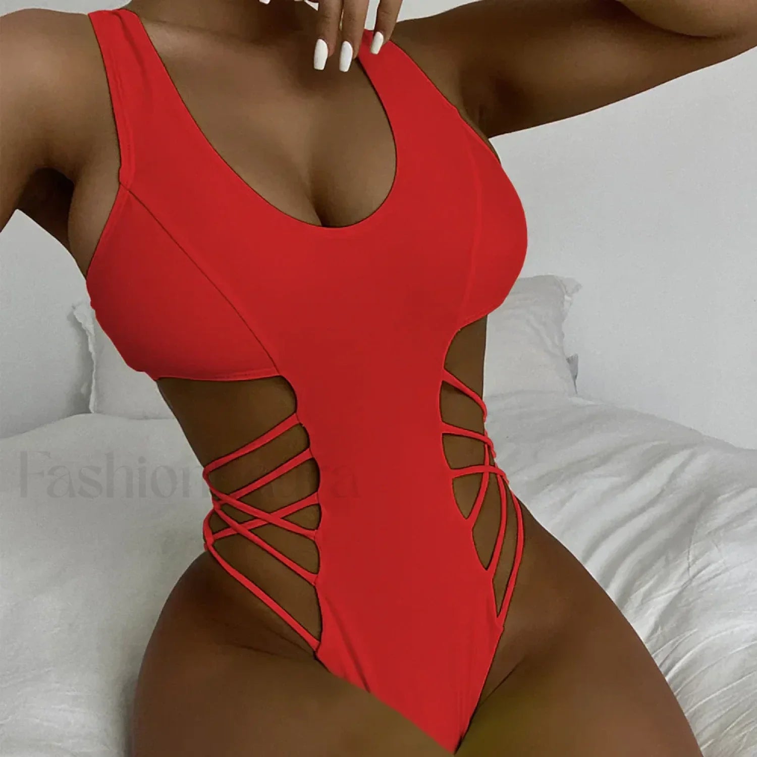 Hollow Out Push Up String One Piece