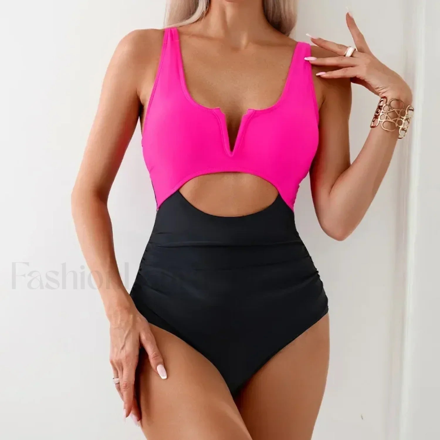 Hollow Out Solid Fashion One Piece Color 4 / S
