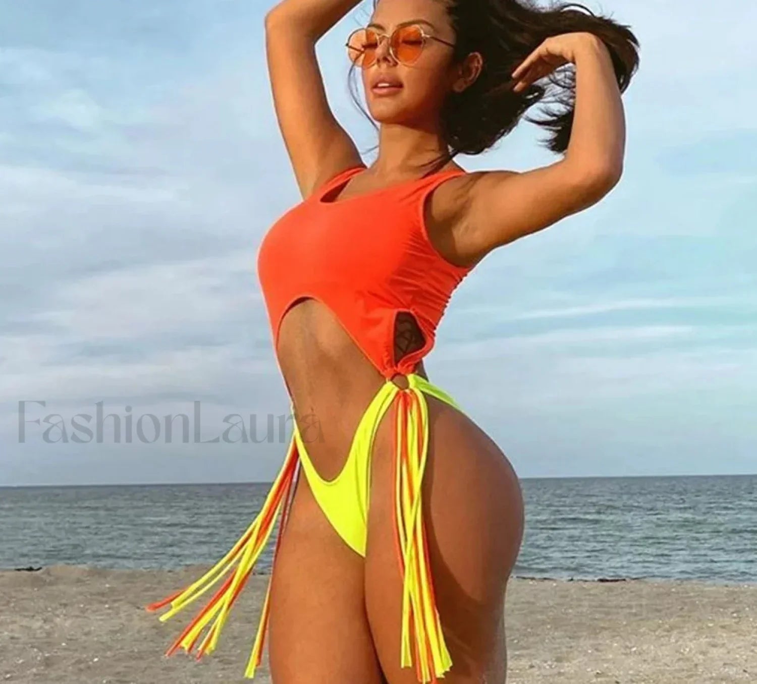 Hollow Patchwork Push Up One Piece