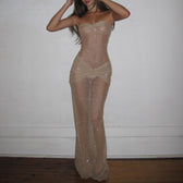 Fluid Elegance Glitter Mesh Maxi Dress 8