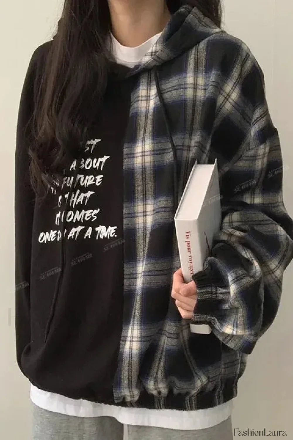 Hooded Patchwork Plush Plus Size Hoodie