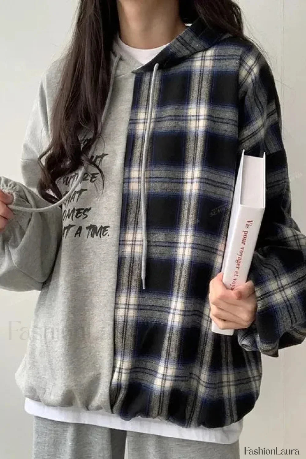 Hooded Patchwork Plush Plus Size Hoodie