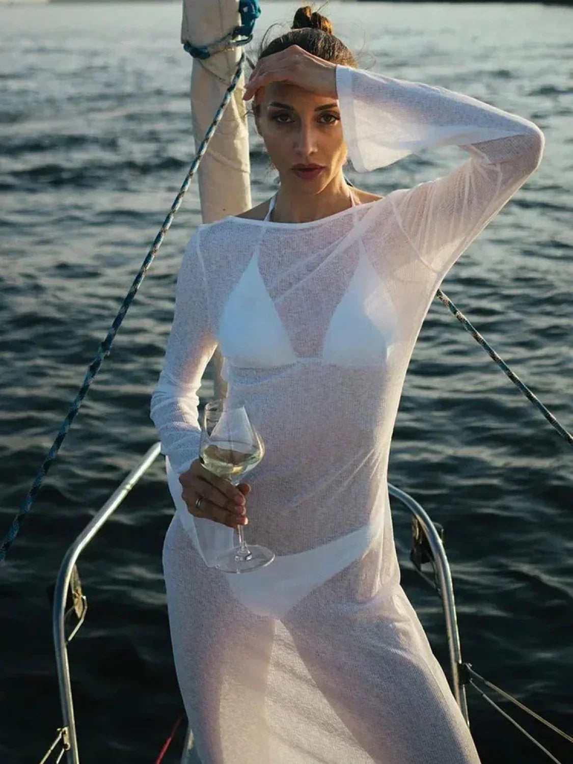 Hooded Sheer Bodycon Dress Cover Up