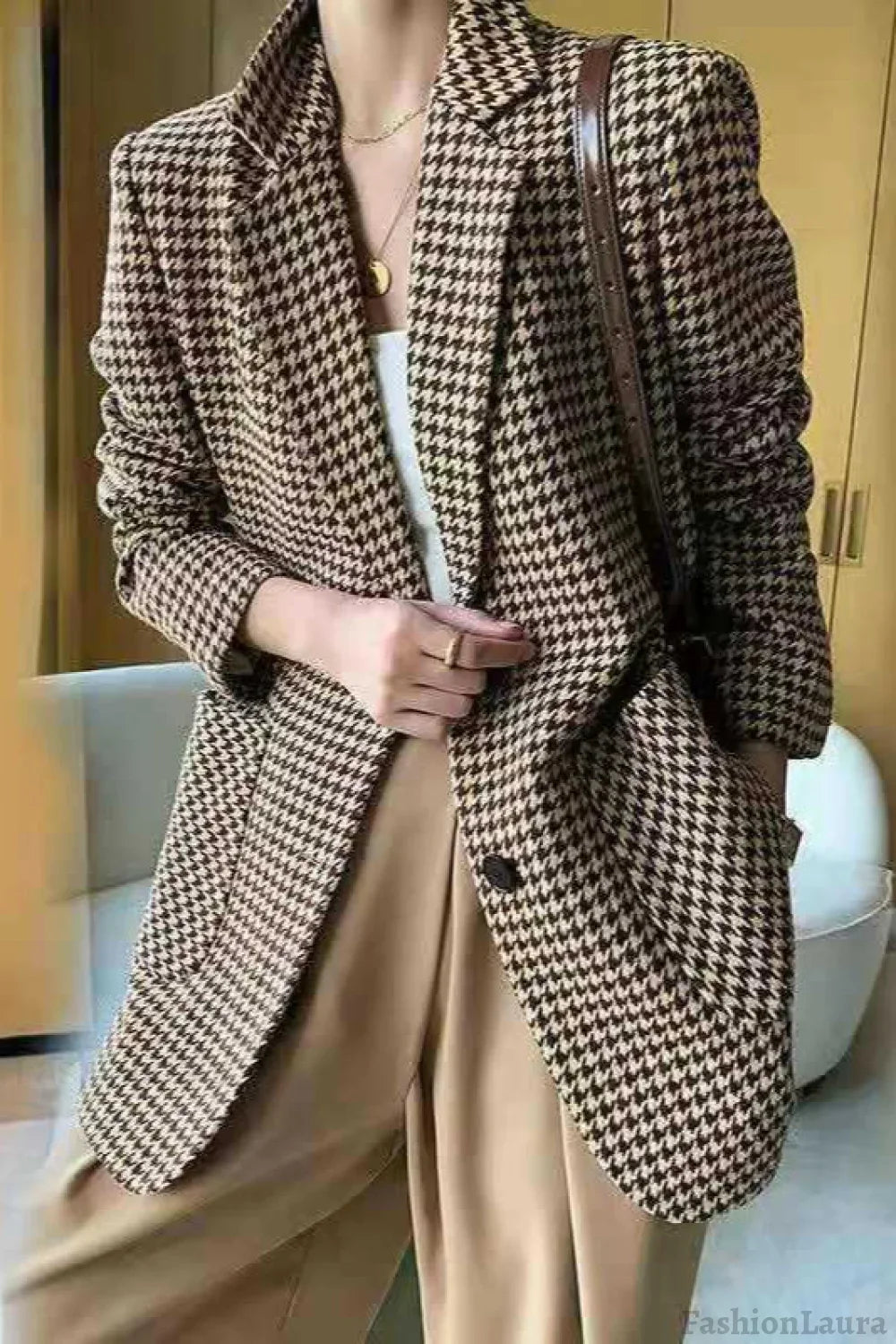 Houndstooth Wool Blazer
