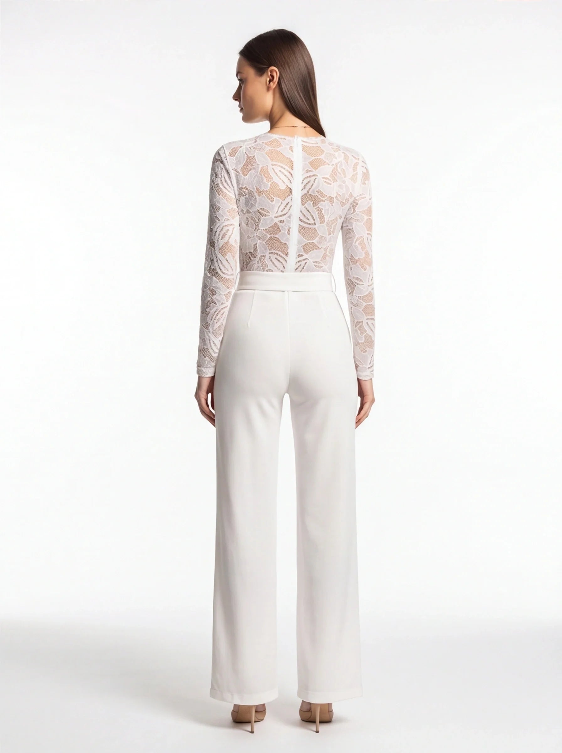 Elegant Floral Lace Jumpsuit with Pockets and Adjustable Straps