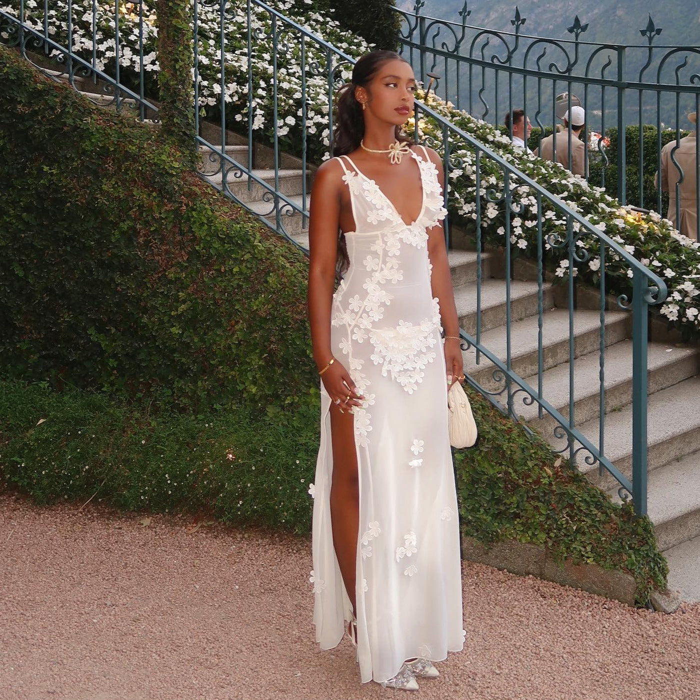 Ivory Bloom Mesh Maxi Dress 9
