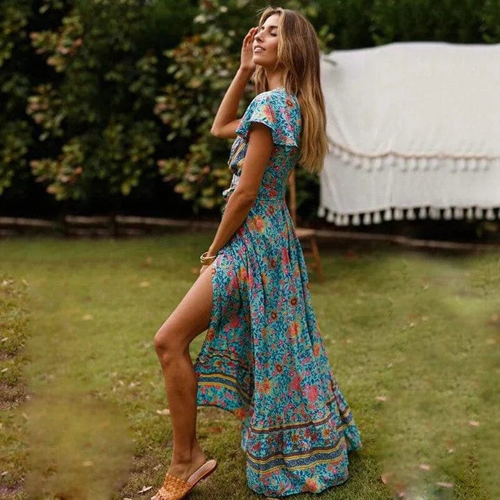 Vanesa Chic Maxi Dress with a High Slit Statement Occasion Edit