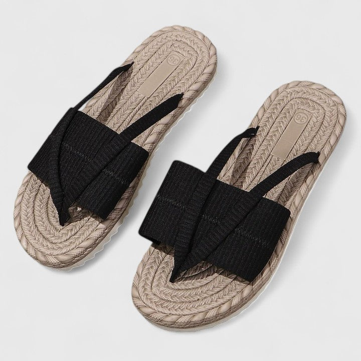 Cross Strap Jute Sole Slide Sandals