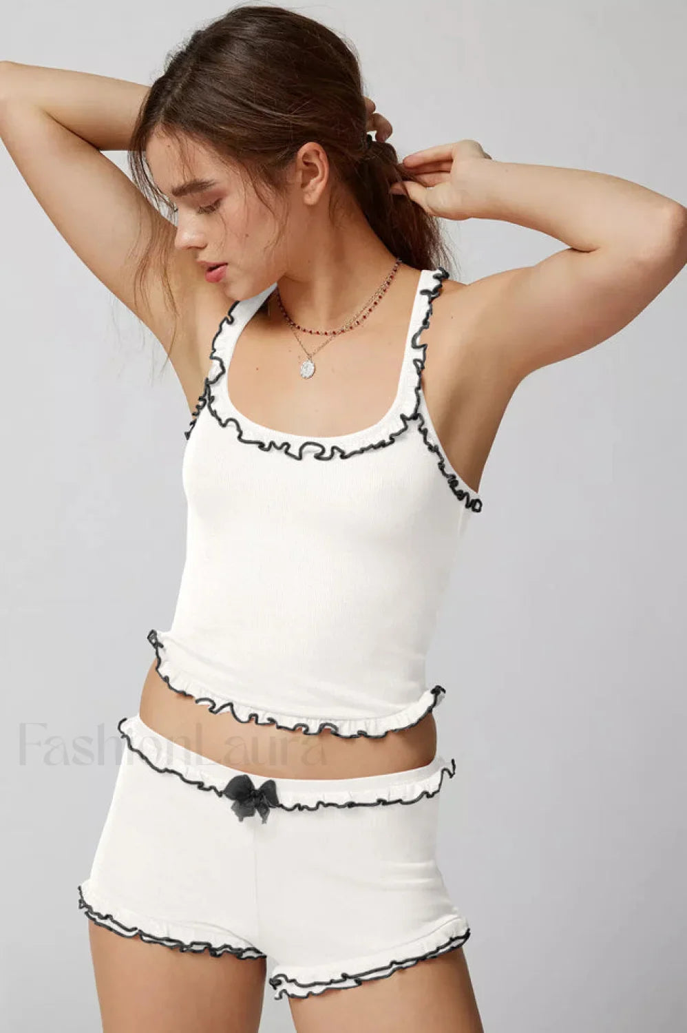 Idalia Corset Top Charming + Shorts Set XS / White