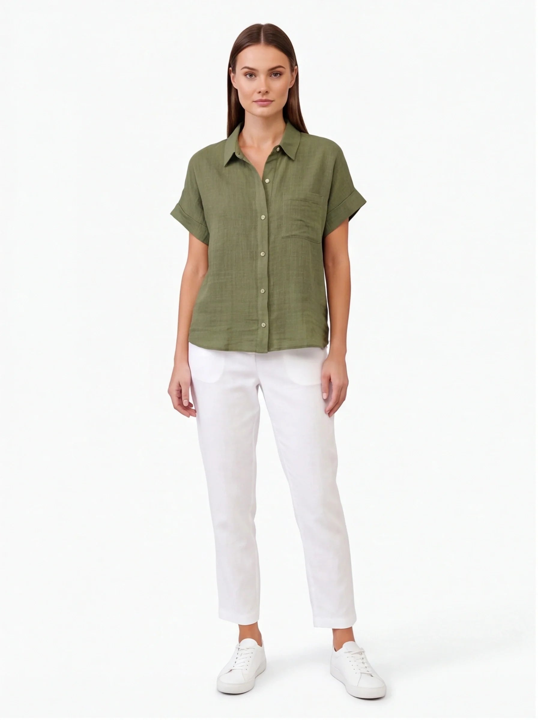 Stylish Lightweight Linen Blouse with Breathable Fabric and Tailored F