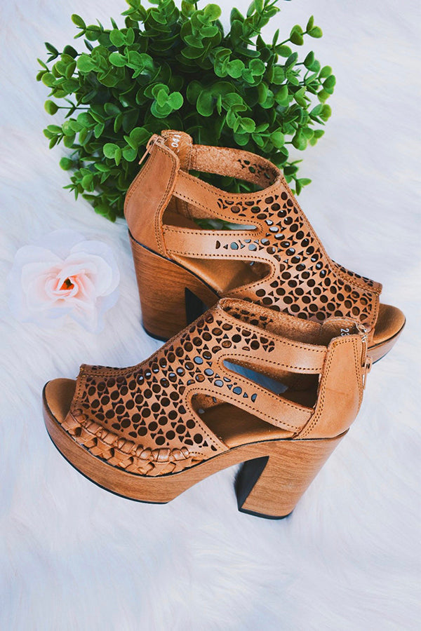 Boho Hollow Chunky Heel Sandals
