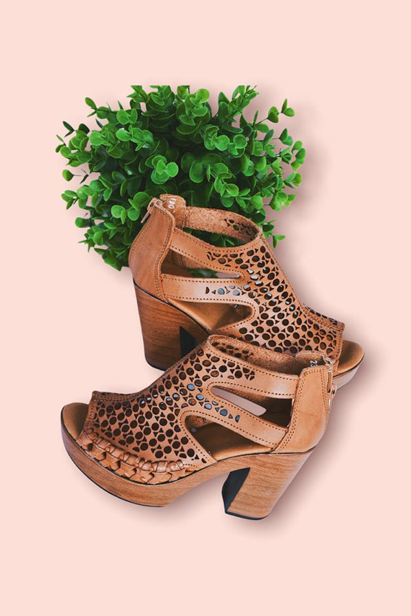 Boho Hollow Chunky Heel Sandals