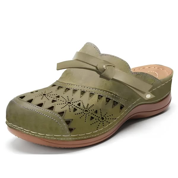 Cut Out Slip On Wedge Clog Mules