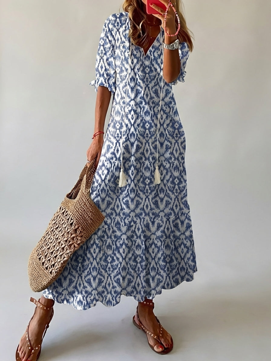 Floral V-Neck Short Sleeve Maxi Dress 6