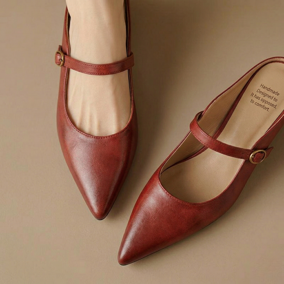 Pointed Toe Mary Jane Strap Backless Mules