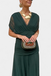 Chiffon Off Shoulder Twist Front Ruched Maxi Dress 13