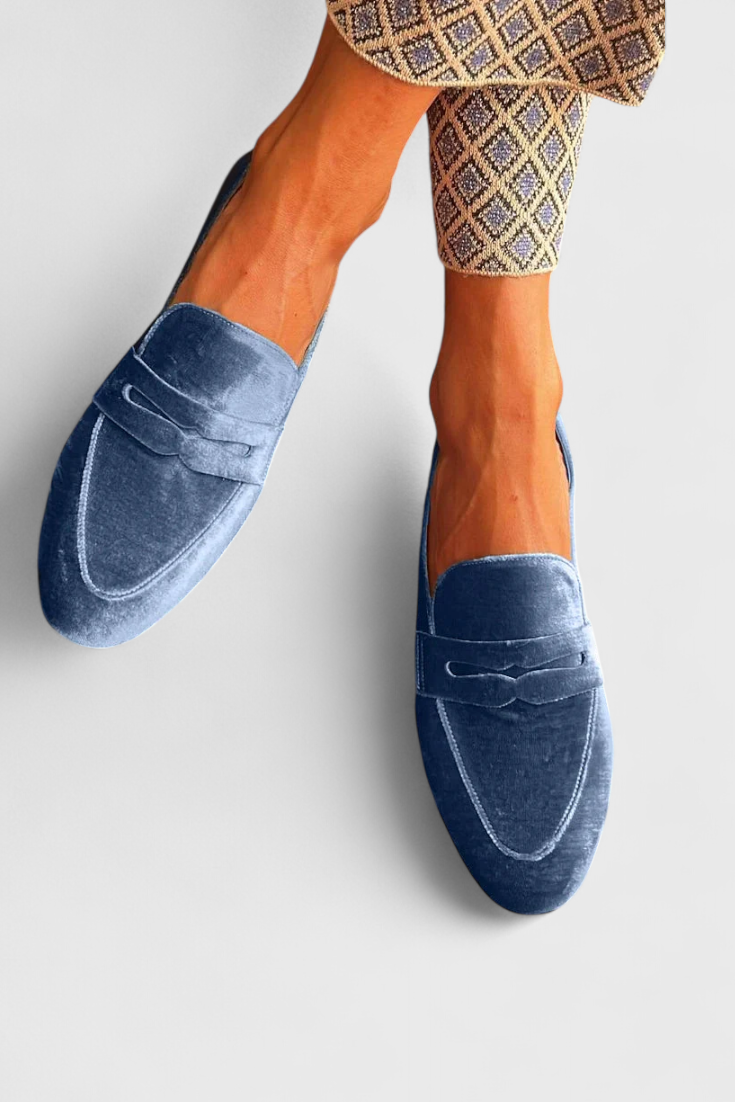 Velvet Penny Loafers Flat