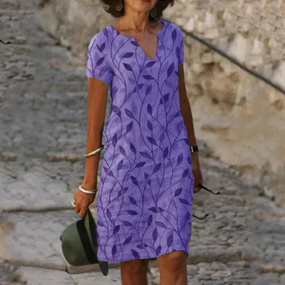 Gabriella | Printed V-Neck Dress Purple