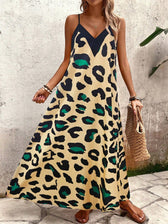 Leopard Print Spaghetti Strap Tiered Maxi Dress 4