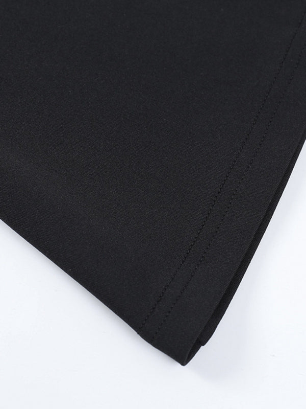 Sexy Lace Stitching Wavy Neck Backless Strap Package Hip A-Line Dress