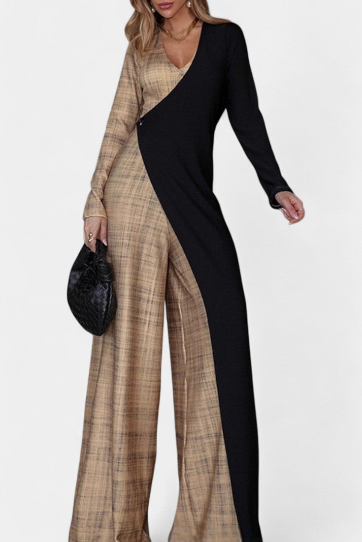 Colorblock Wide-Leg Jumpsuit