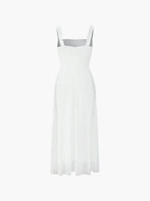 Square Neck Spaghetti Strap Chiffon Fit and Flare Midi Dress 4