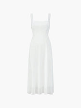 Square Neck Spaghetti Strap Chiffon Fit and Flare Midi Dress 3